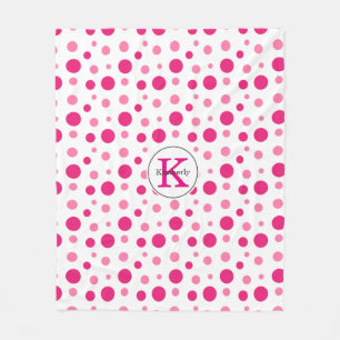 Manta Polar Lunares Rosa Brillante Nombre Personalizado y Mono