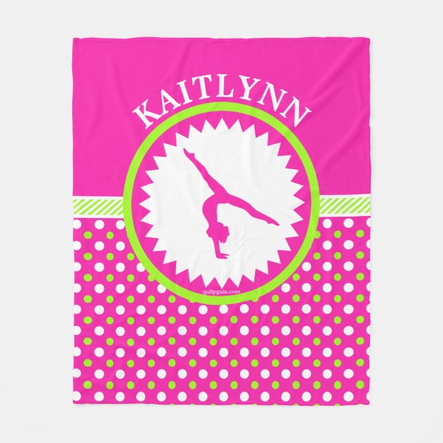 Manta Polar Lunares rosados y verdes de la gimnasia con (Anverso)