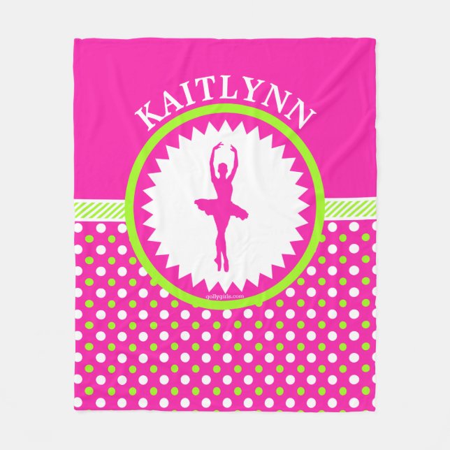 Manta Polar Lunares rosados y verdes del bailarín con (Anverso)