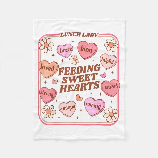 Manta Polar Lunch Lady Valentines Day Retro Cute Cafeteria Swe (Anverso)