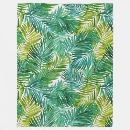Manta Polar Lush Tropical Island Green Palm Leaf Watercolor 