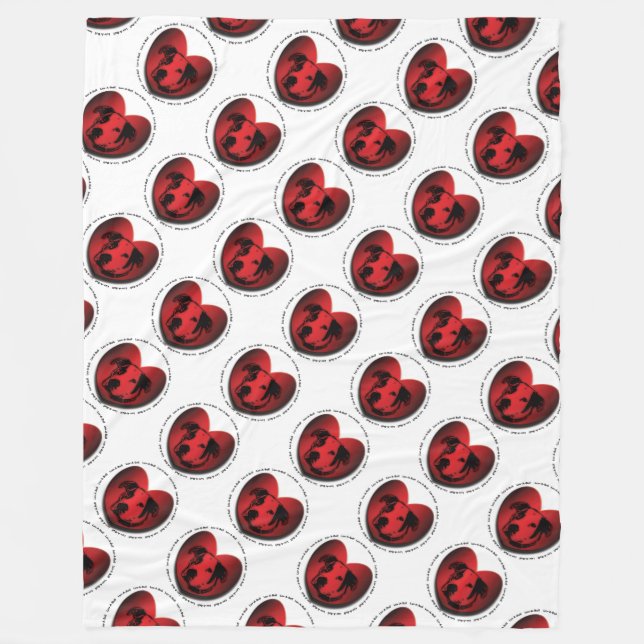 Manta Polar Luv-A-Bull Bulldog americano Pit Bull Heart (Anverso)