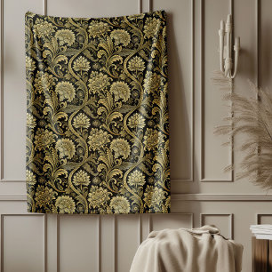 Manta Polar Lux Gold Black Baroque Damask Soft Throth