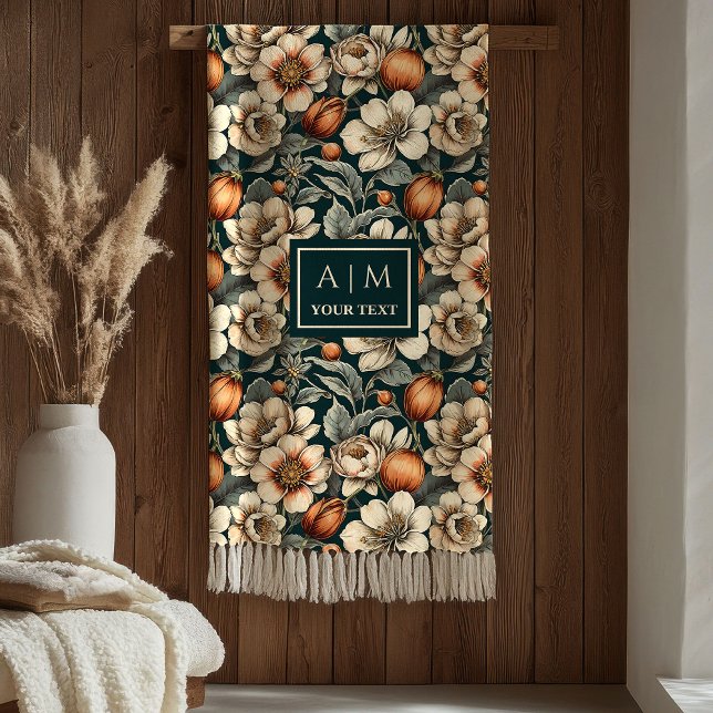 Manta Polar Luxe Sage Green Rustic Terracotta Autumn Blooms  (Luxe Sage Green Rustic Terracotta Autumn Blooms Blanket)