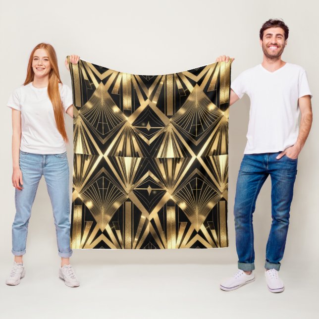 Manta Polar Luxurious Art Deco Geometric Gold and Black  (In situ)