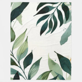 Manta Polar Luxury Emerald Green Gold Botanical Throw Blanket