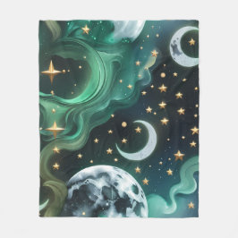 Manta Polar Luxury Emerald Moon Motifs Blanket – Ethereal Jade