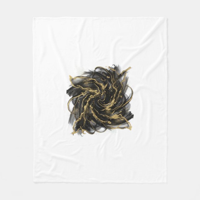 Manta Polar Luxury Gold and Black Abstract Marble Ink Flow (Anverso)