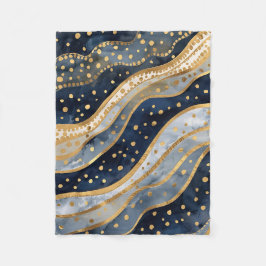 Manta Polar Luxury, Modern, Gold Blue Pattern
