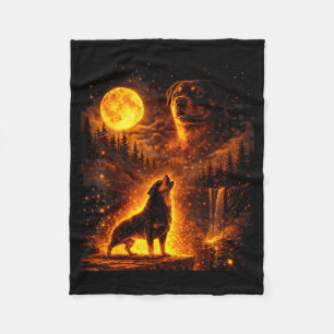 Manta Polar Luz de luna vintage perro divertido rottweiler aul
