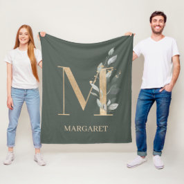Manta Polar M Monograma Floral Fleece Personalizada
