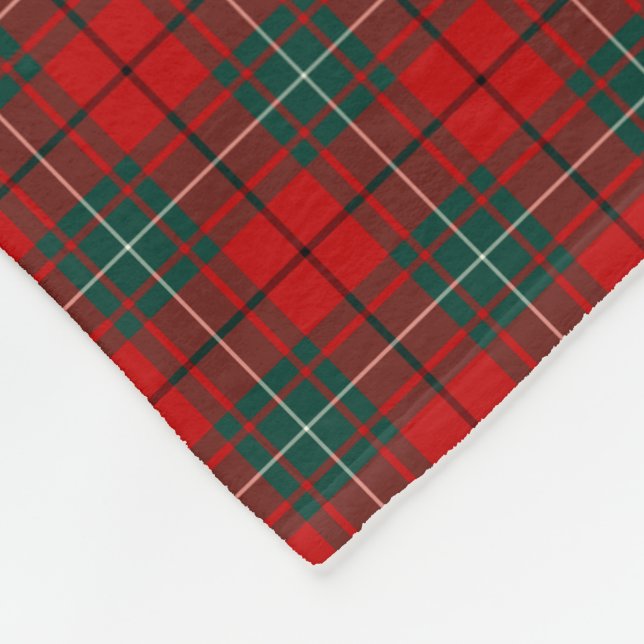 Manta Polar MacAulay Clan Tartán rojo y verde (Esquina)