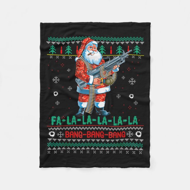 Manta Polar Machine Santa Claus Gun Lover Ugly Christmas Sweat (Anverso)