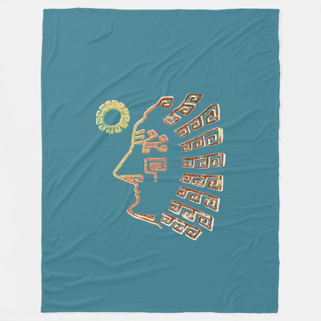 Manta Polar Machu Picchu Cusco Perú dibujando en Verde azulado (Anverso)