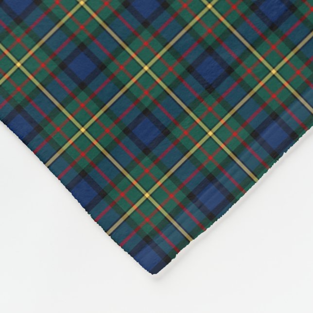 Manta Polar MacLaren Clan Tartán azul oscuro, verde y amarillo (Esquina)