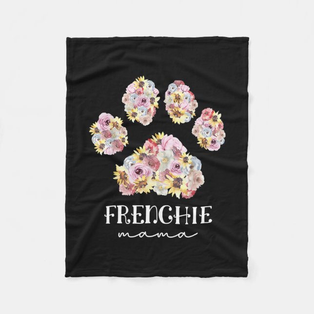 Manta Polar Madre Arte Frenchie Mama Floral Paw Bulldog francé (Anverso)