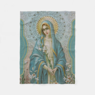 Manta Polar Madre bendecida Maria de la Virgen con los lirios