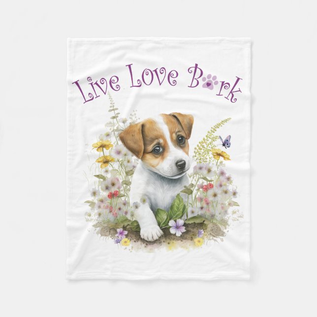 Manta Polar Madre de Jack Russell Floral (Anverso)