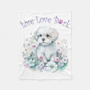 Manta Polar Madre de perro maltés floral