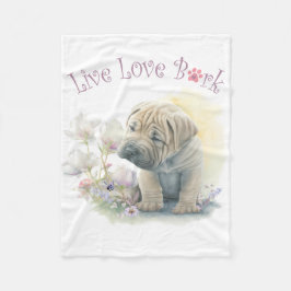 Manta Polar Madre de Shar-pei Floral