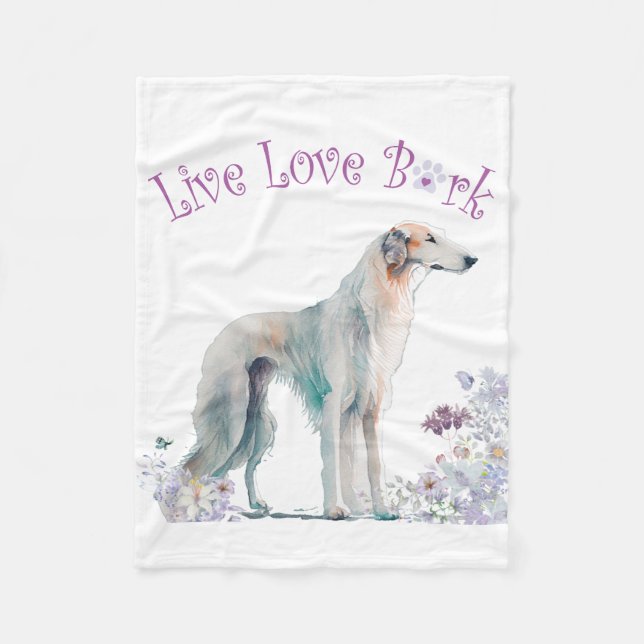 Manta Polar Madre Perro Borzoi Floral (Anverso)