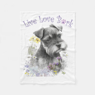 Manta Polar Madre Perro Schnauzer Floral