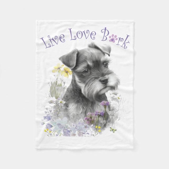 Manta Polar Madre Perro Schnauzer Floral (Anverso)