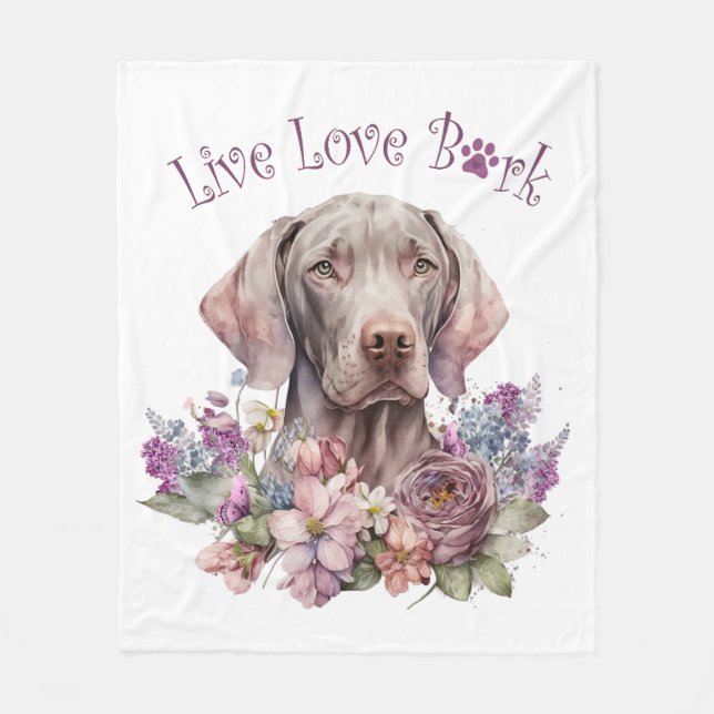 Manta Polar Madre Perro Weimaraner Floral (Anverso)