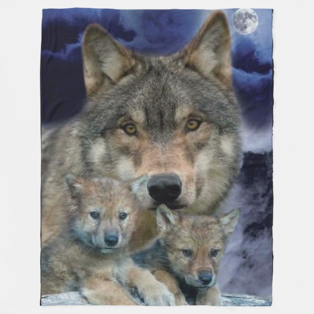 Manta Polar MADRE WOLF y 2 CUBS (Anverso)