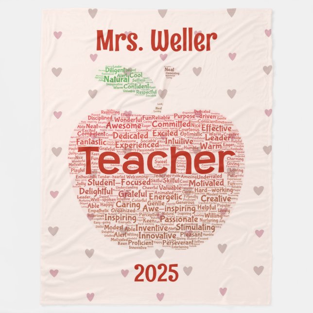 Manta Polar Maestra personalizada Word Art Apple Gift (Anverso)