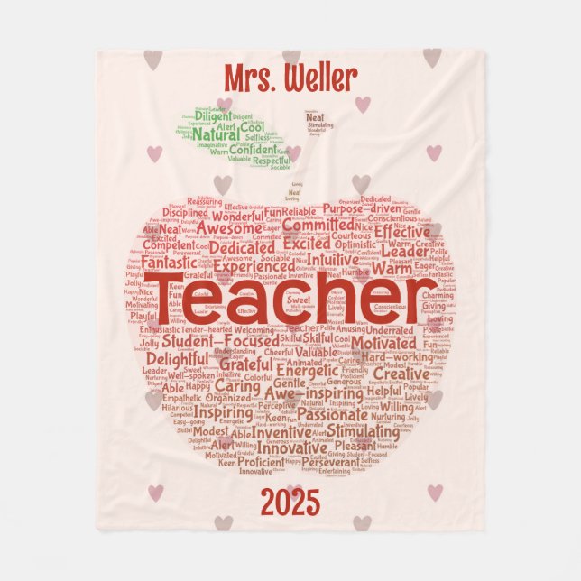 Manta Polar Maestra personalizada Word Art Apple Gift (Anverso)