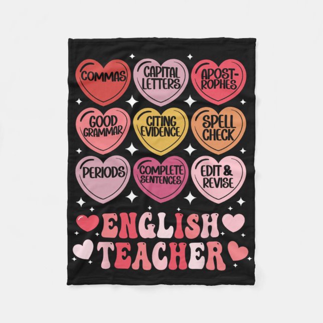 Manta Polar Maestro de inglés Día de San Valentín Gramática Pr (Anverso)