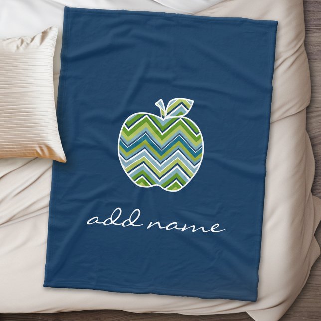Manta Polar Maestro personalizado Apple con patrón Chevron a l (Personalized fleece blanket with a chevron pattern apple)
