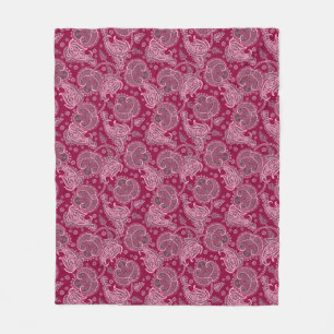 Manta Polar Magenta damasco de cachemira floral étnico orienta