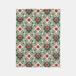 Manta Polar Magia de flores boho - en tonos verdes y rosados