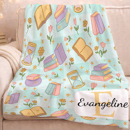 Manta Polar Magia de Libros Personalizados Pastel Chica Nombre