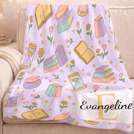 Manta Polar Magia Morada Personalizada para Chicas con Pastel