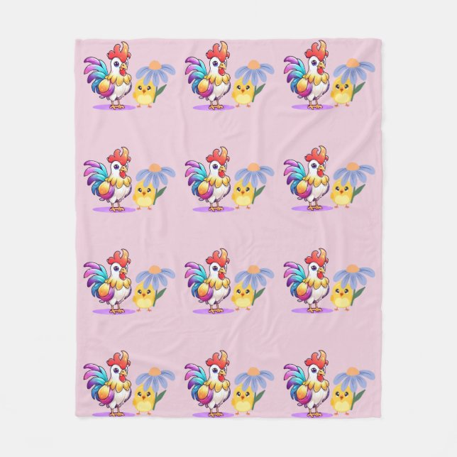 Manta Polar Magical Rooster Baby Girl Fleece Blanket (Anverso)