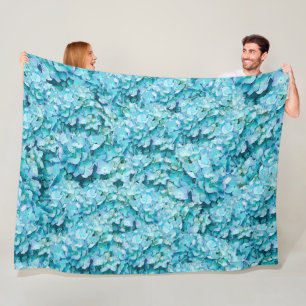 Manta Polar Magníficas flores de hortensia turquesa