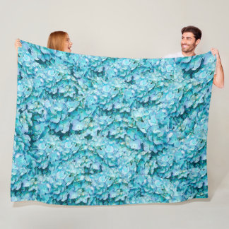 Manta Polar Magníficas flores de hortensia turquesa