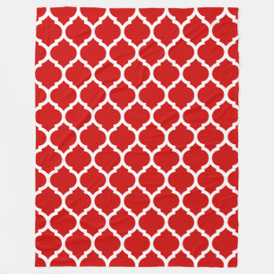 Manta Polar Magnífico patrón de quatrefoil rojo y blanco marro