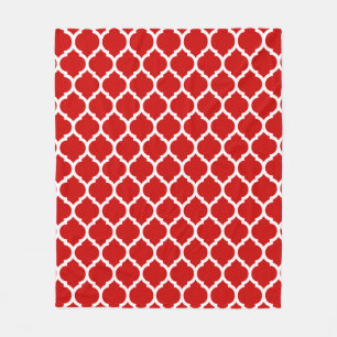 Manta Polar Magnífico patrón de quatrefoil rojo y blanco marro