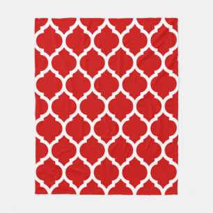 Manta Polar Magnífico patrón de quatrefoil rojo y blanco marro
