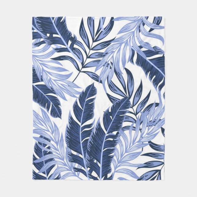 Manta Polar Magnífico patrón tropical azul (Anverso)