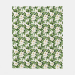 Manta Polar Magnolia Blanca Elegante Flor Sin Marea