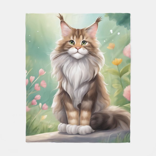 Manta Polar Maine Coon Cat Art (Anverso)