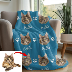 Manta Polar Maine Coon Cat, Mascota Personalizado azul