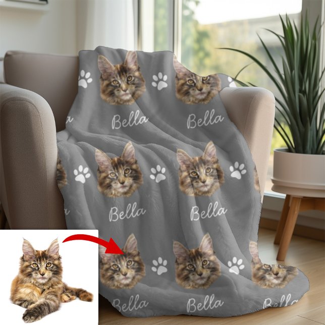 Manta Polar Maine Coon Cat, Mascota Personalizado gris (Subido por el creador)