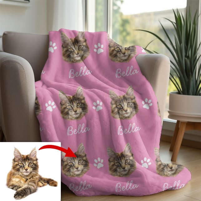 Manta Polar Maine Coon Cat, Mascota Personalizado Rosa (Subido por el creador)
