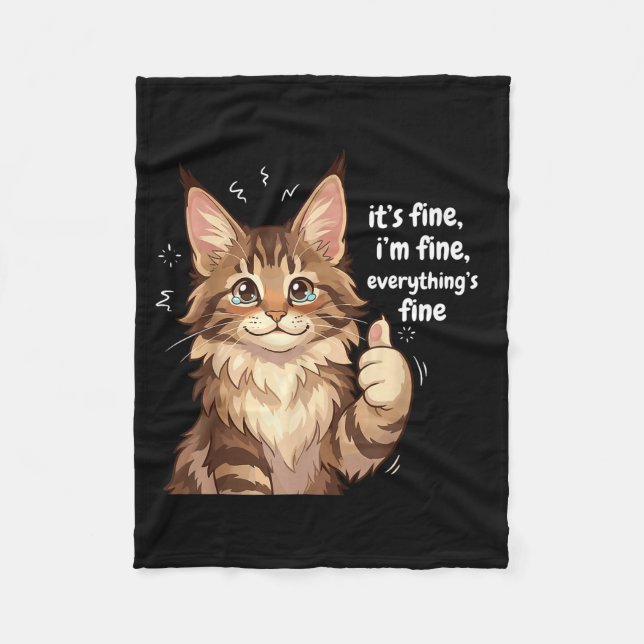 Manta Polar Maine Coon Cat Meme It's Fine I'm Fine Everything' (Anverso)